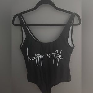 “Happy as Fuck” Black Bathing Suit